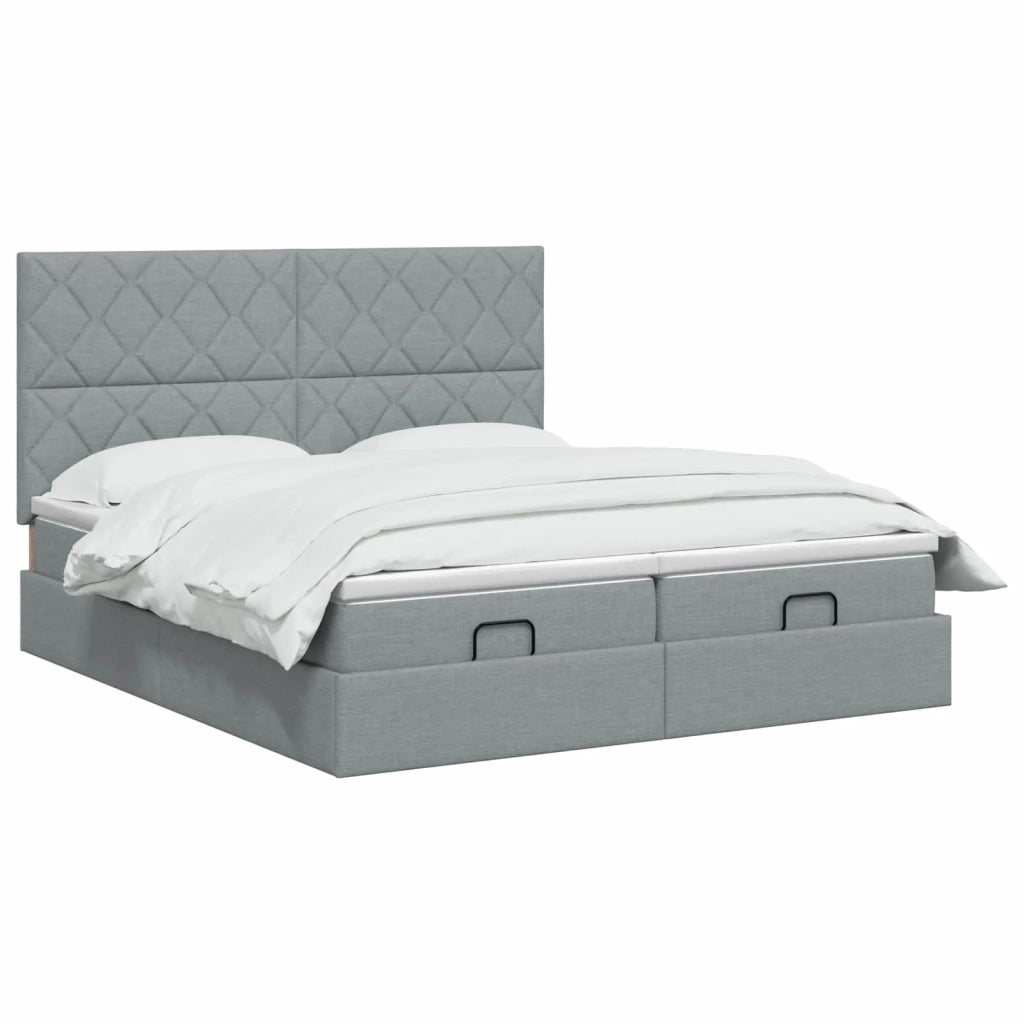 Letto Ottomano con Materasso e LED Grigio Chiaro 160 x 200 cm 3458451