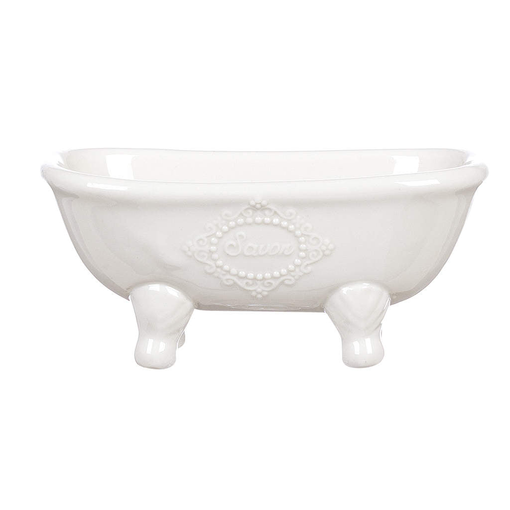 Porta Saponetta da Bagno Shabby Chic in Ceramica Bianca Elegante Blanc Mariclò