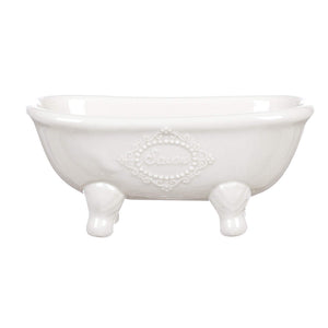 Porta Saponetta da Bagno Shabby Chic in Ceramica Bianca Elegante Blanc Mariclò