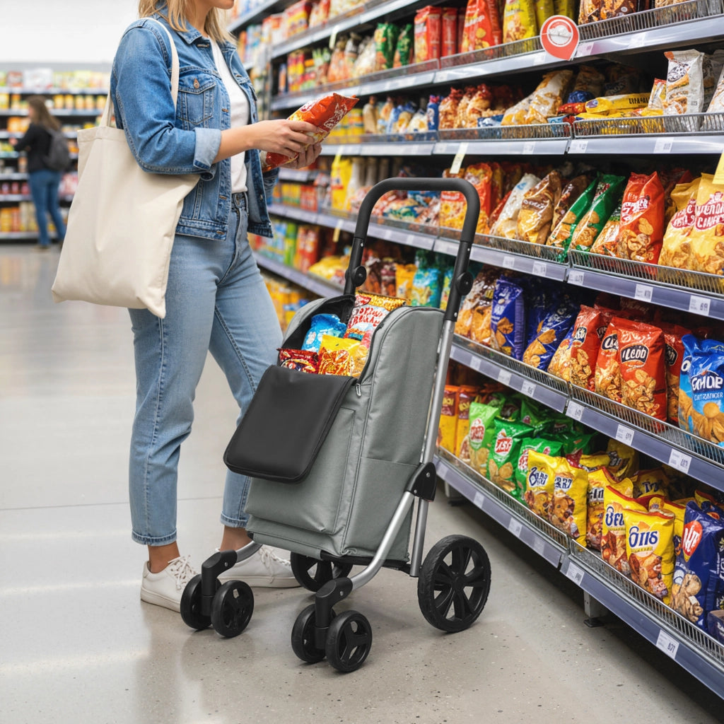 Carrello Pieghevole 3 in 1 ¨C zephmum ¨C Grigio 44x58x100 cm