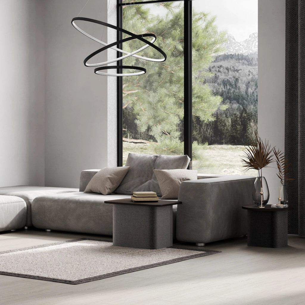 Lampadario LED moderno nero 3 anelli 93W 4000K Milagro