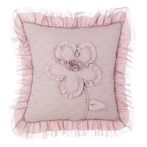 Copricuscino con Fiore Rosa Ricamata e Gale Shabby Chic Summer Blanc Mariclò Colore: Rosa
