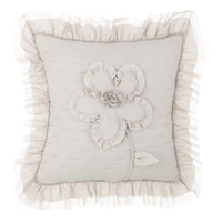Copricuscino con Fiore Rosa Ricamata e Gale Shabby Chic Summer Blanc Mariclò Colore: Naturale
