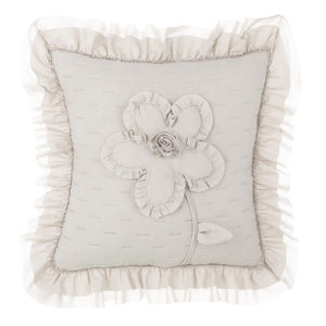 Copricuscino con Fiore Rosa Ricamata e Gale Shabby Chic Summer Blanc Mariclò Colore: Naturale