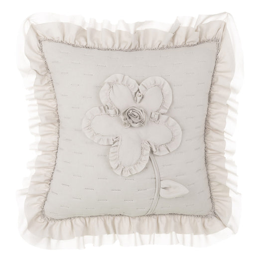 Copricuscino con Fiore Rosa Ricamata e Gale Shabby Chic Summer Blanc Mariclò Colore: Naturale
