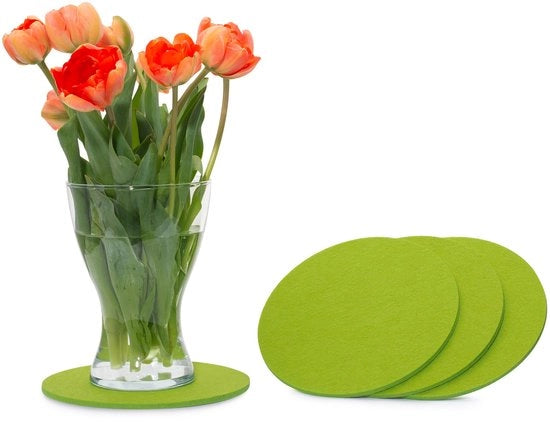 Vilten onderzetters per 4 pezzi, diametro 25cm, imballaggio da 4, colore selezionabile, verde chiaro - vilten supporti per bicchieri e bar, per bicchieri e calici in vetro e cristallo