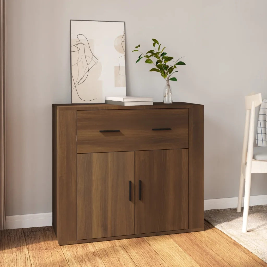 Credenza Rovere Marrone 80x33x70 cm in Legno Multistrato 816575
