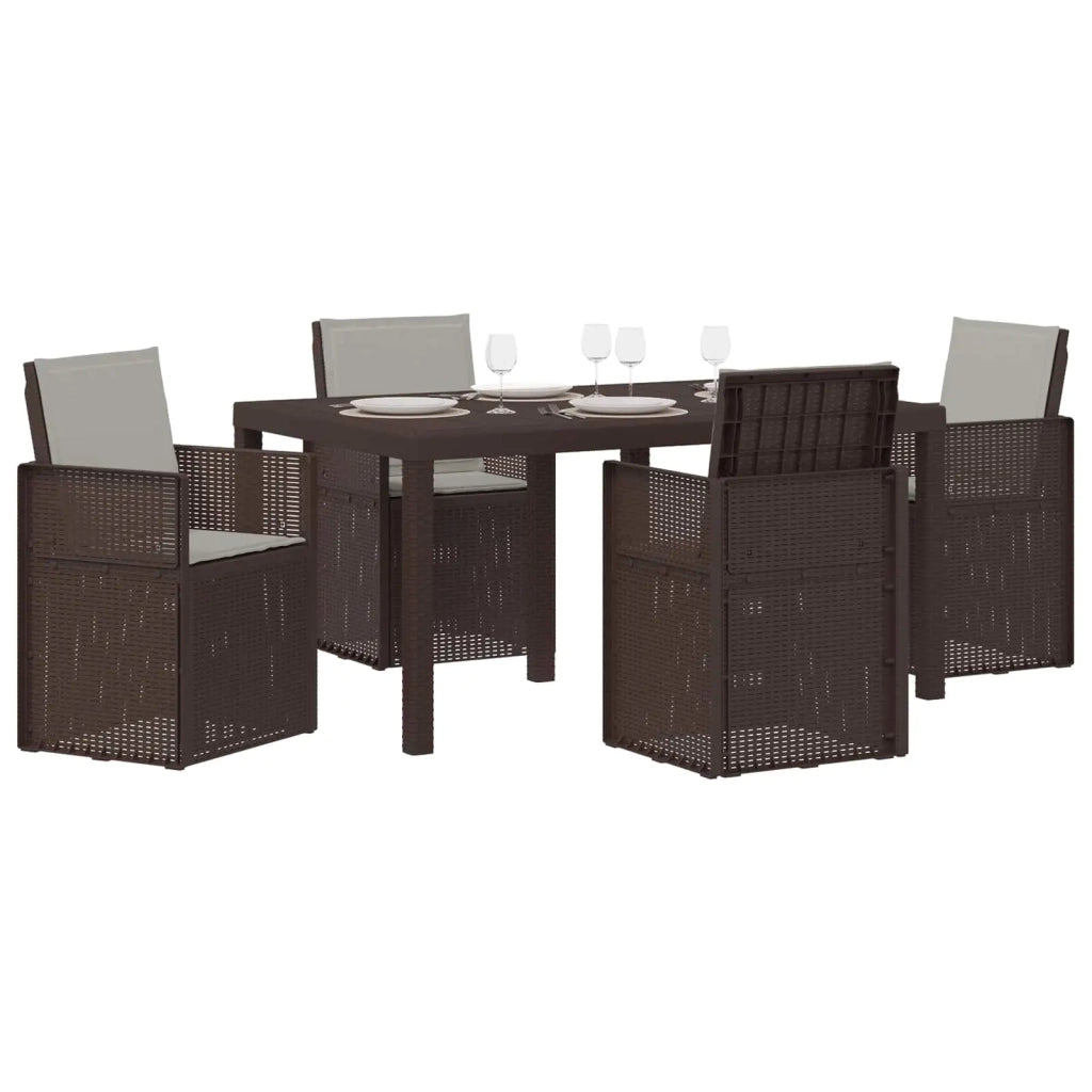 Set da Pranzo per Giardino 5 pcs Marrone e Grigio Chiaro PP