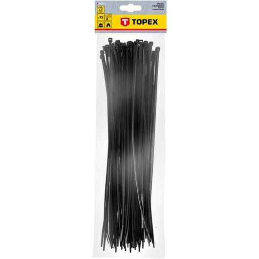 Topex 44e982 fascette per cavi 4 4,8mmx370mm, nero, 75 pezzi