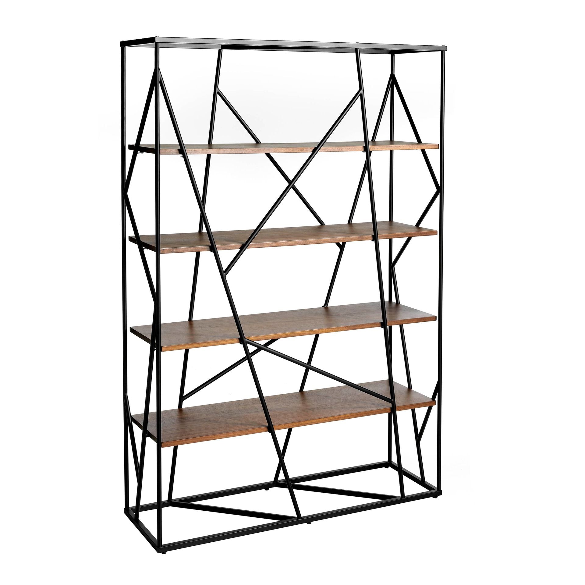 Scaffali in noce e acciaio nero