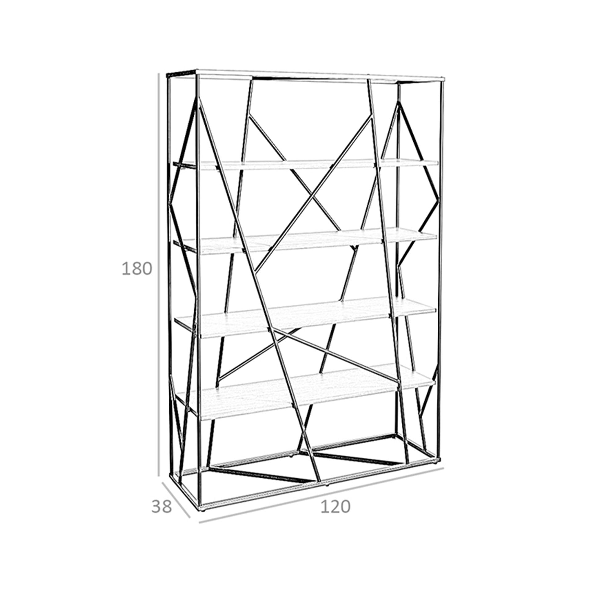 Scaffali in noce e acciaio nero