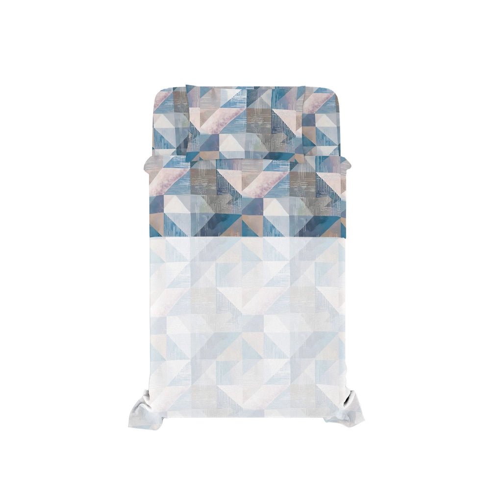 Set Lenzuola Singolo con Stampa Sopra Sotto e Federa Linea River Sepik Blue