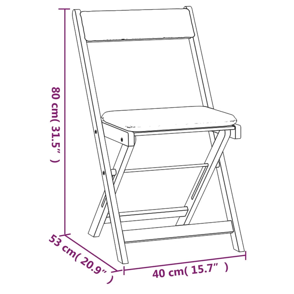 Set da Bistr¨° Pieghevole 3pz | Set Salotto da Giardino con Cuscini Legno Massello Acacia