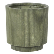 Vaso in argilla Verde Oliva Fibra Vaso per piante da giardino 37 x 37 x 37 cm Foro di drenaggio Finitura verticale a coste Giardino esterno Patio