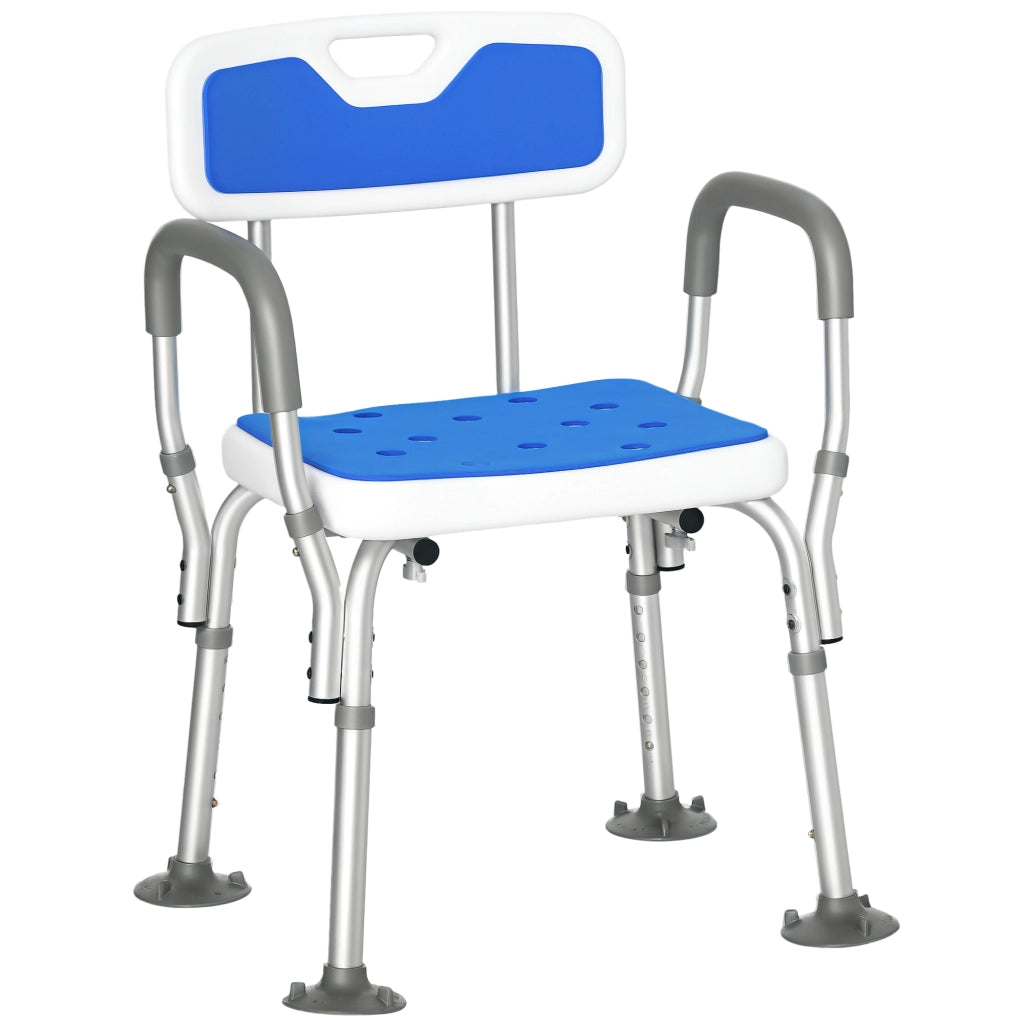 Sgabello da doccia regolabile ¨C zephmum ¨C bianco e blu 56.5x53.5x87