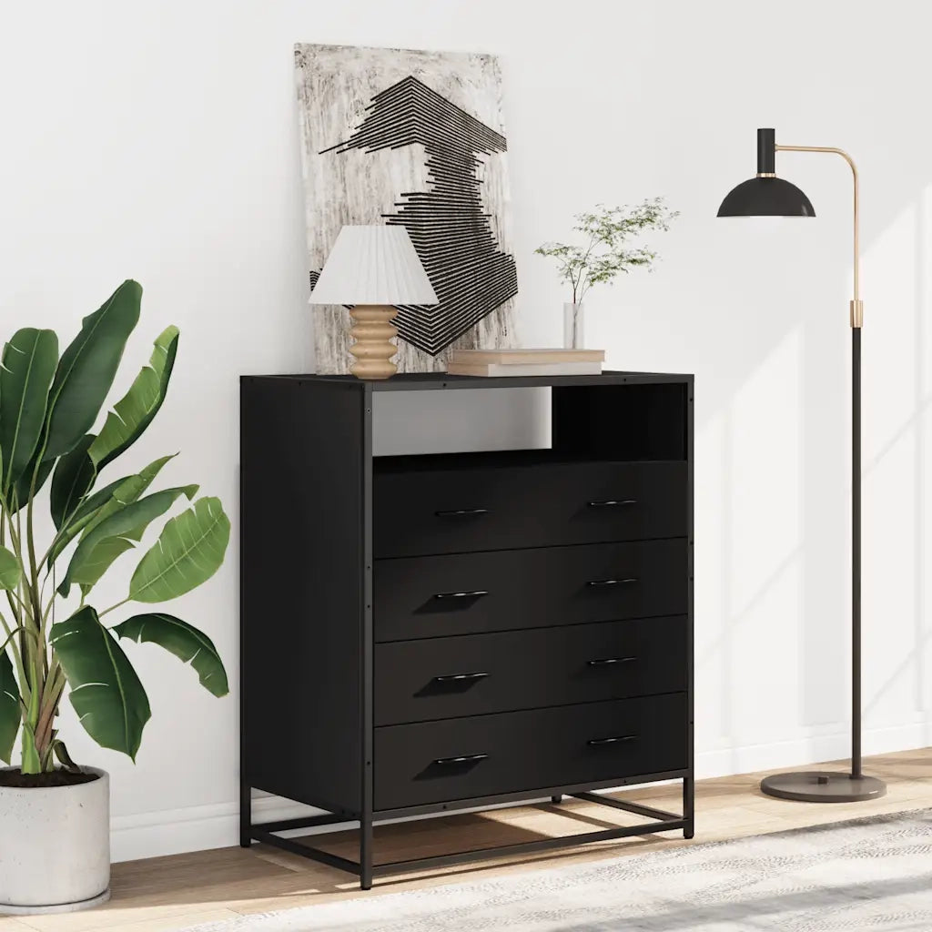 vidaXL Cassettiera Nera 70x41x83,5 cm in Legno Multistrato