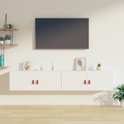 Pensili 2 pz Bianchi 80x30x30 cm in Legno Massello di Pino 818378
