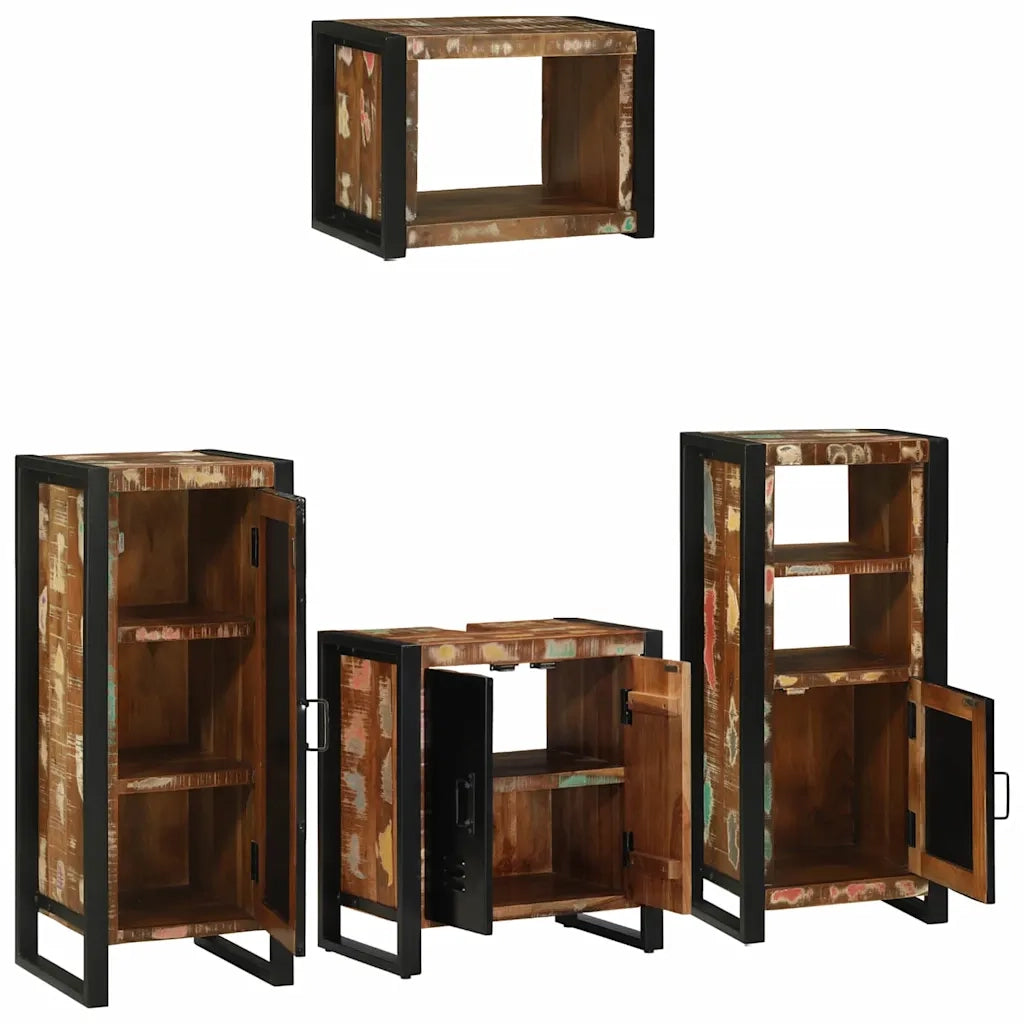Set di mobili per il bagno 4 pcs Legno Recuperato Massello