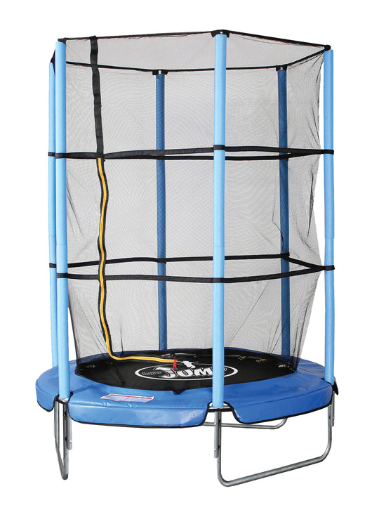 Trampolino Tappeto Elastico Ø140x185 cm in Acciaio con Rete di Protezione Blu