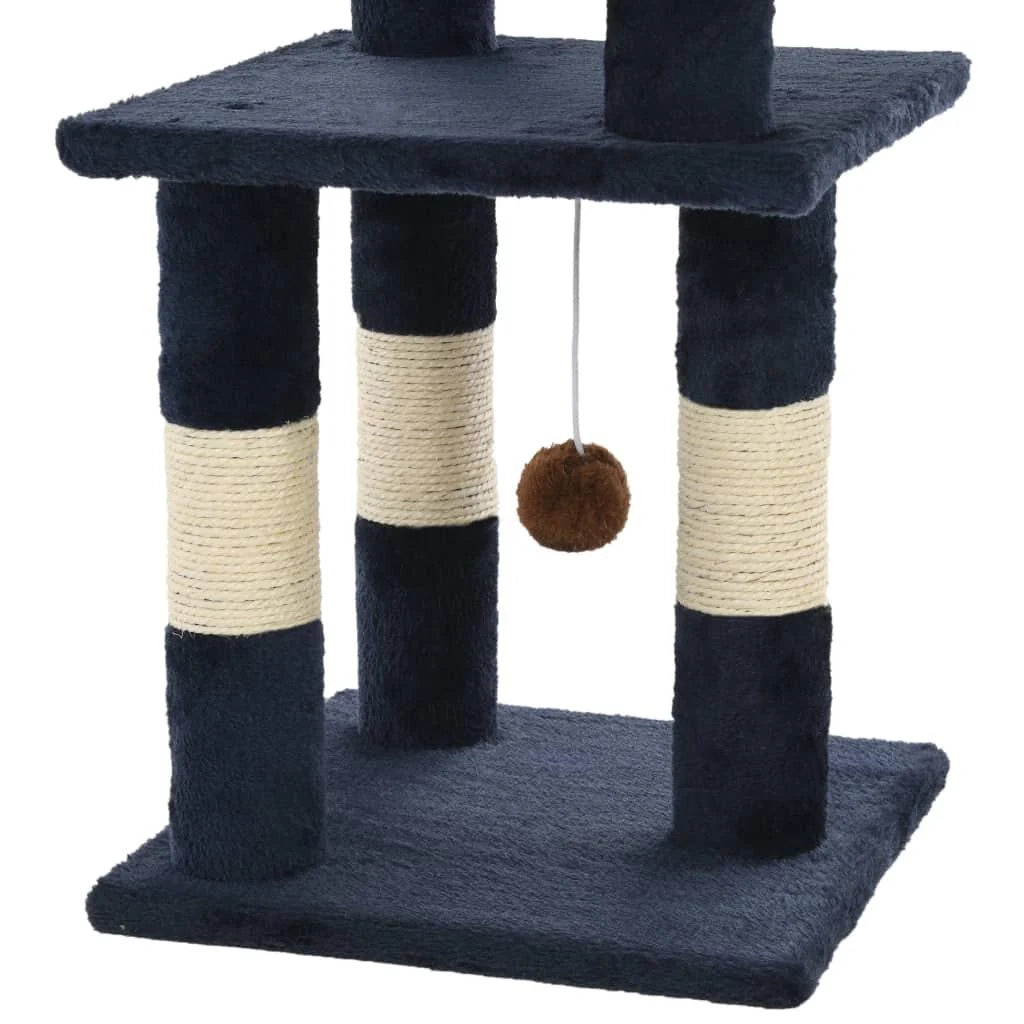 Tiragraffi albero per gatti cuccia per gatti peluche in sisal 65 cm blu 3702053