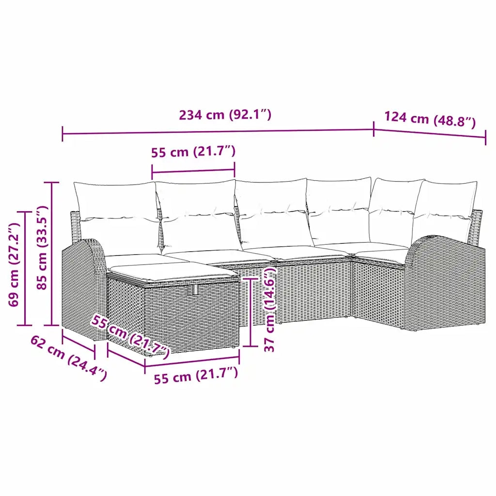Set di divani con cuscino 6 pcs Grigio chiaro polyrattan 3359081