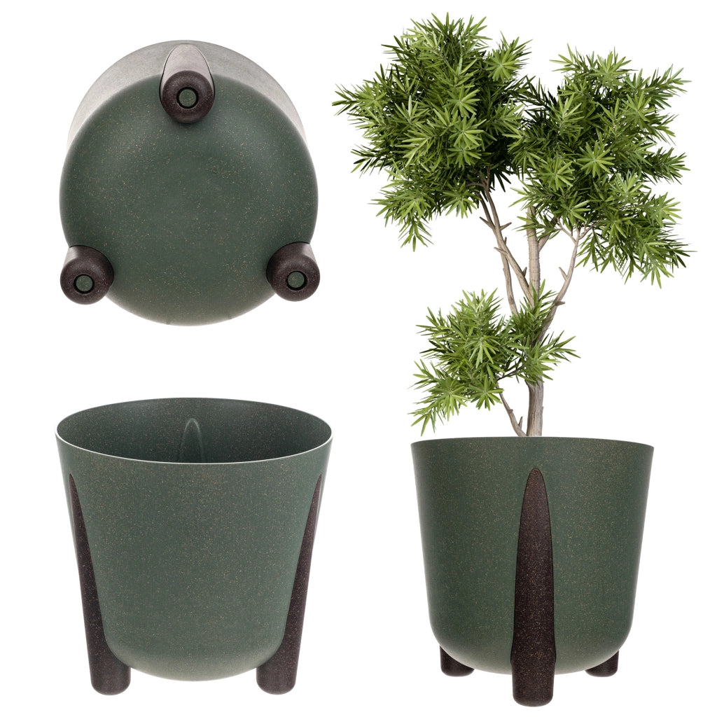 Vaso da fiori KADAX, coprivaso, con gambe, con inserto, moderno, verde, 18 cm