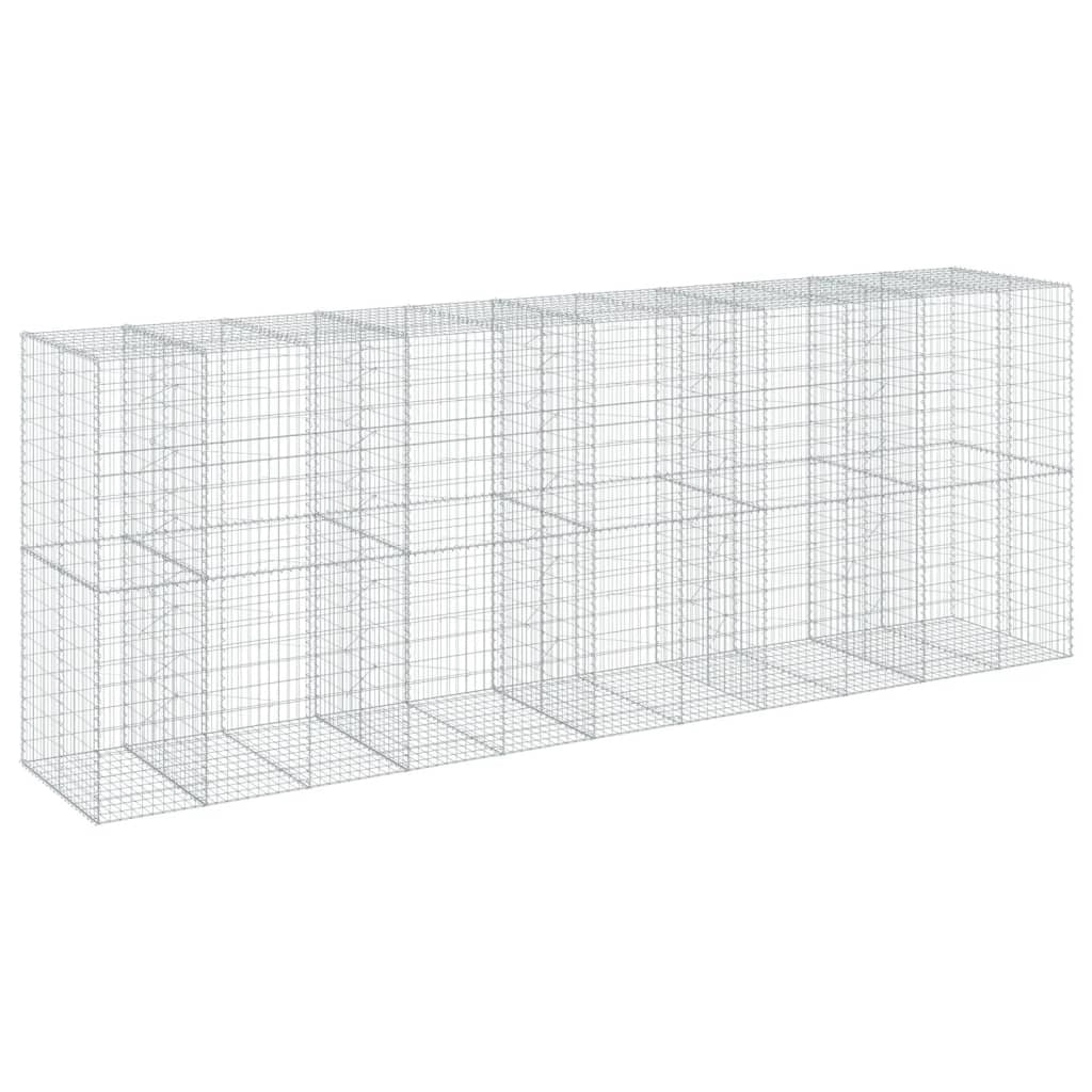 Gabbione recinto a gabbia muro di contenimento con coperchio 550 x 100 x 200 cm ferro zincato argento 02_0040178