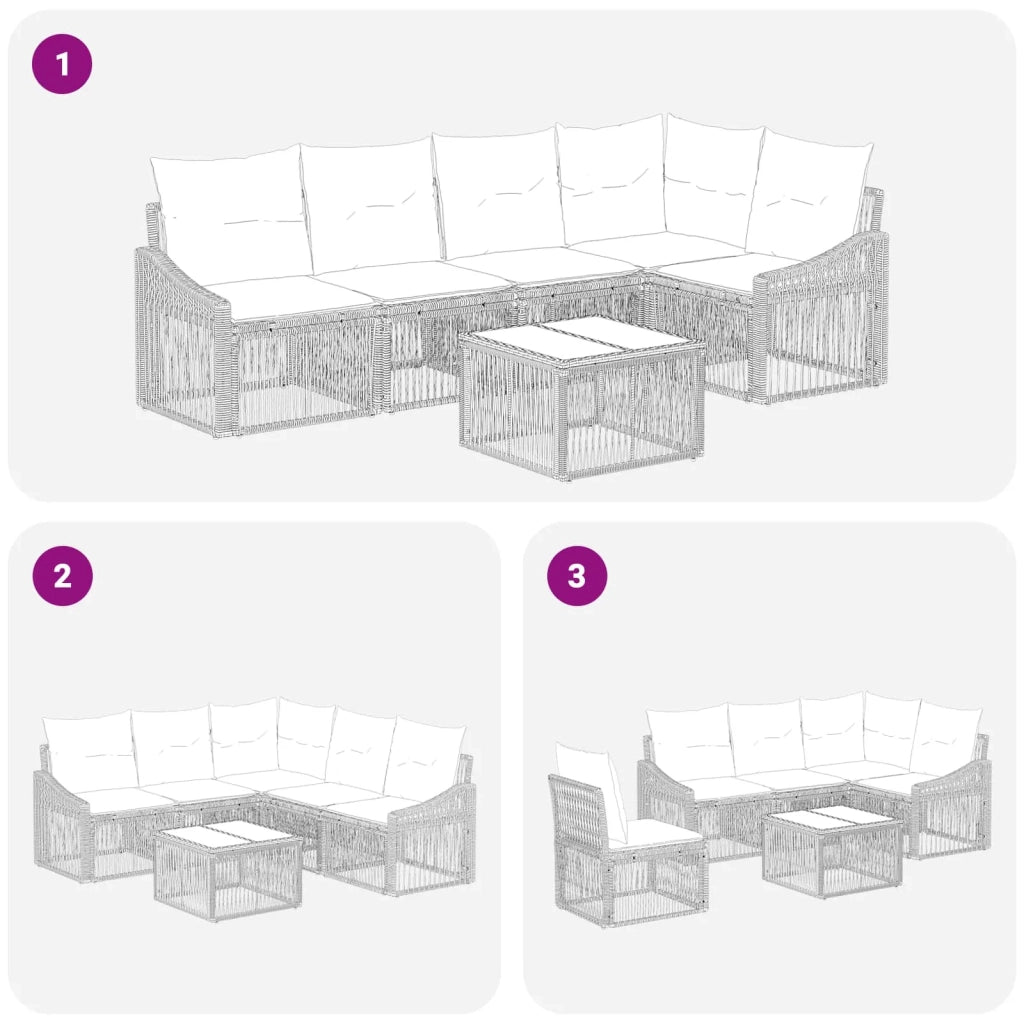 Set Divano da Giardino 6 pcs Beige polyrattan