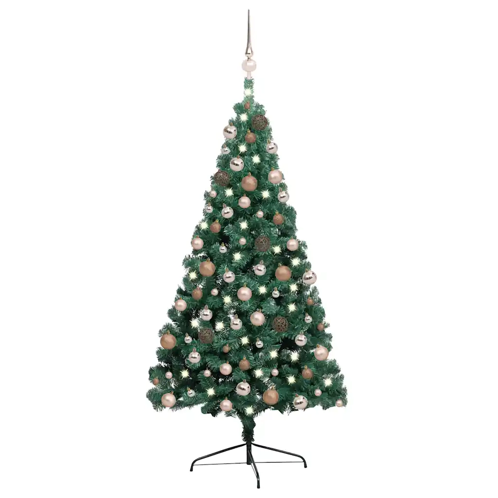 Set Albero Natale Artificiale a MetÃ  LED e Palline Verde 240cm  cod mxl 17228