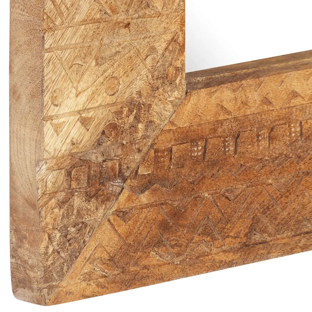 Specchio Intagliato a Mano Bianco 80x50x2,5cm in Legno di Mango 321648
