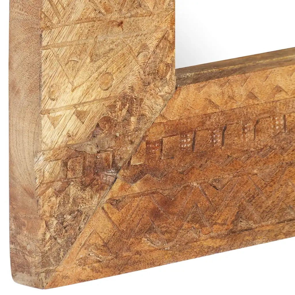 Specchio Intagliato a Mano Bianco 80x50x2,5cm in Legno di Mango 321648