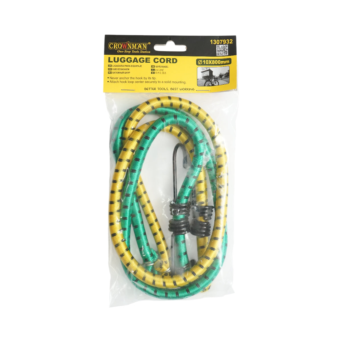 Set di 2 corde elastiche con ganci 10x800mm per l'ancoraggio del carico Crownman