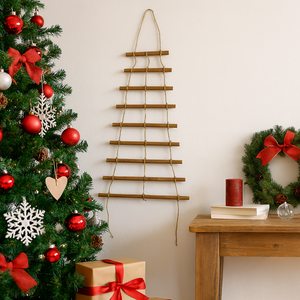 SCALA DECORATIVA IN LEGNO E CORDA 110CM