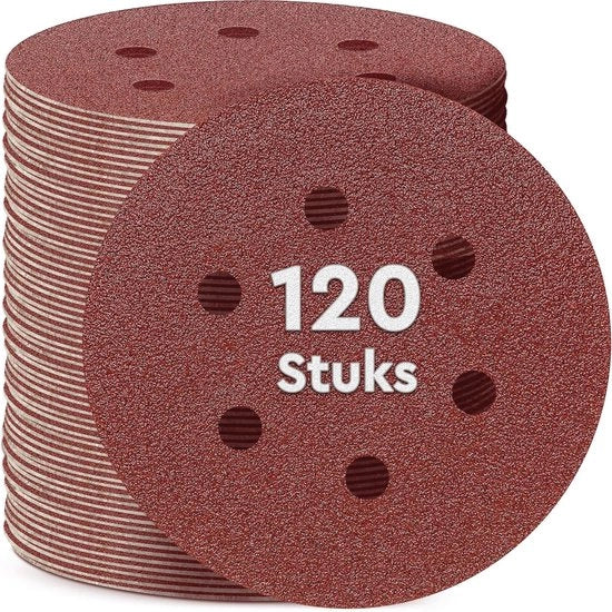 Set di carta abrasiva 150 mm - 120 pezzi di nastri abrasivi per dischi per macchine aghere per applicazioni diverse - Diversi grani Grosso e Fine