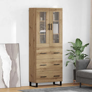 Credenza 2 pz-Set di 2 Buffet-Armadio da cucina Rovere artigianale Legno Stratificato e Vetro 319639