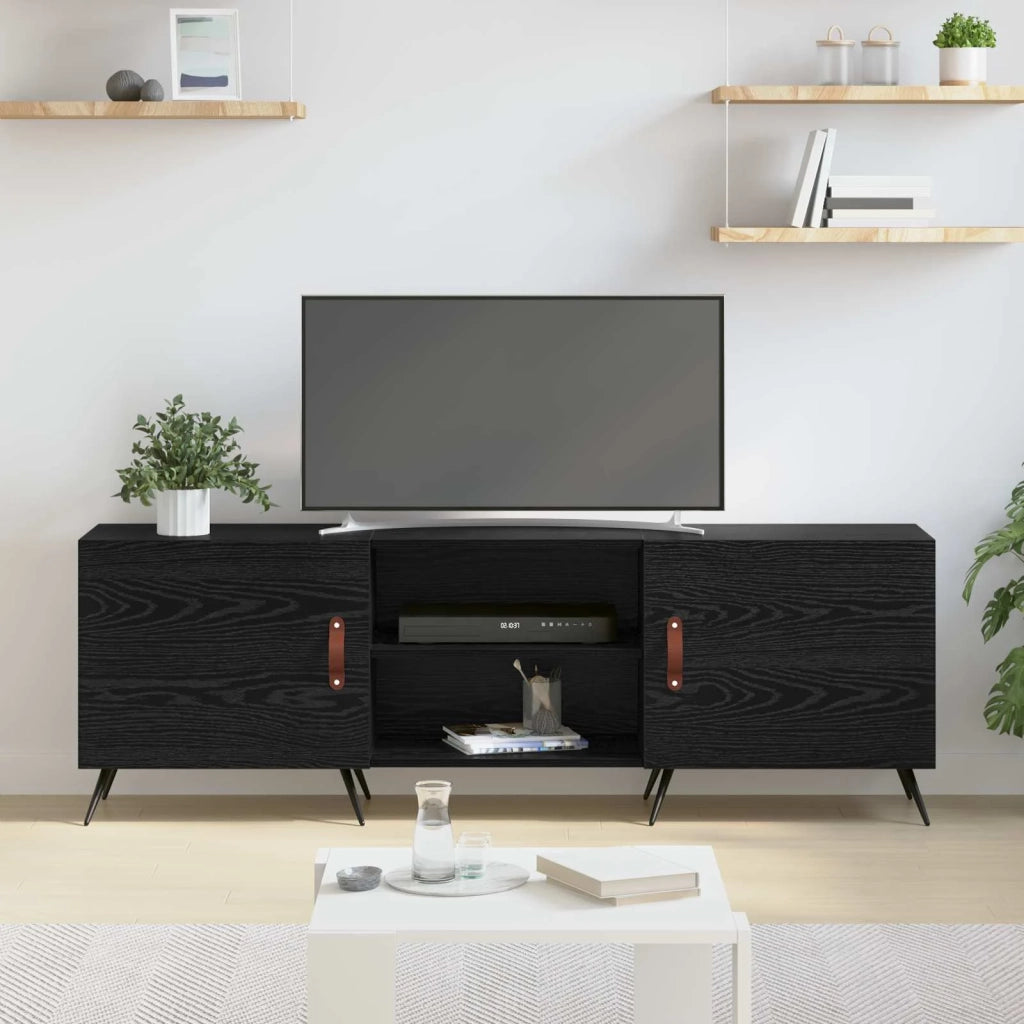 Mobile TV Rovere nero 150 x 30 x 50 cm Legno multistrato 879591