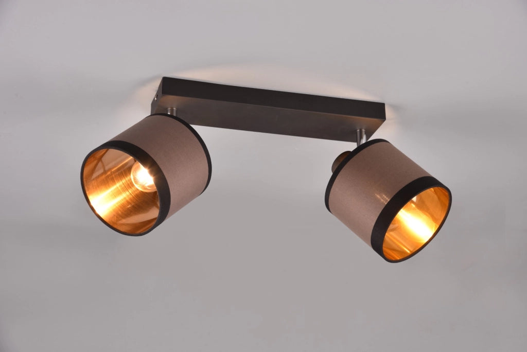 Plafoniera a barra nera RL DAVOS 2 faretti E14 10W