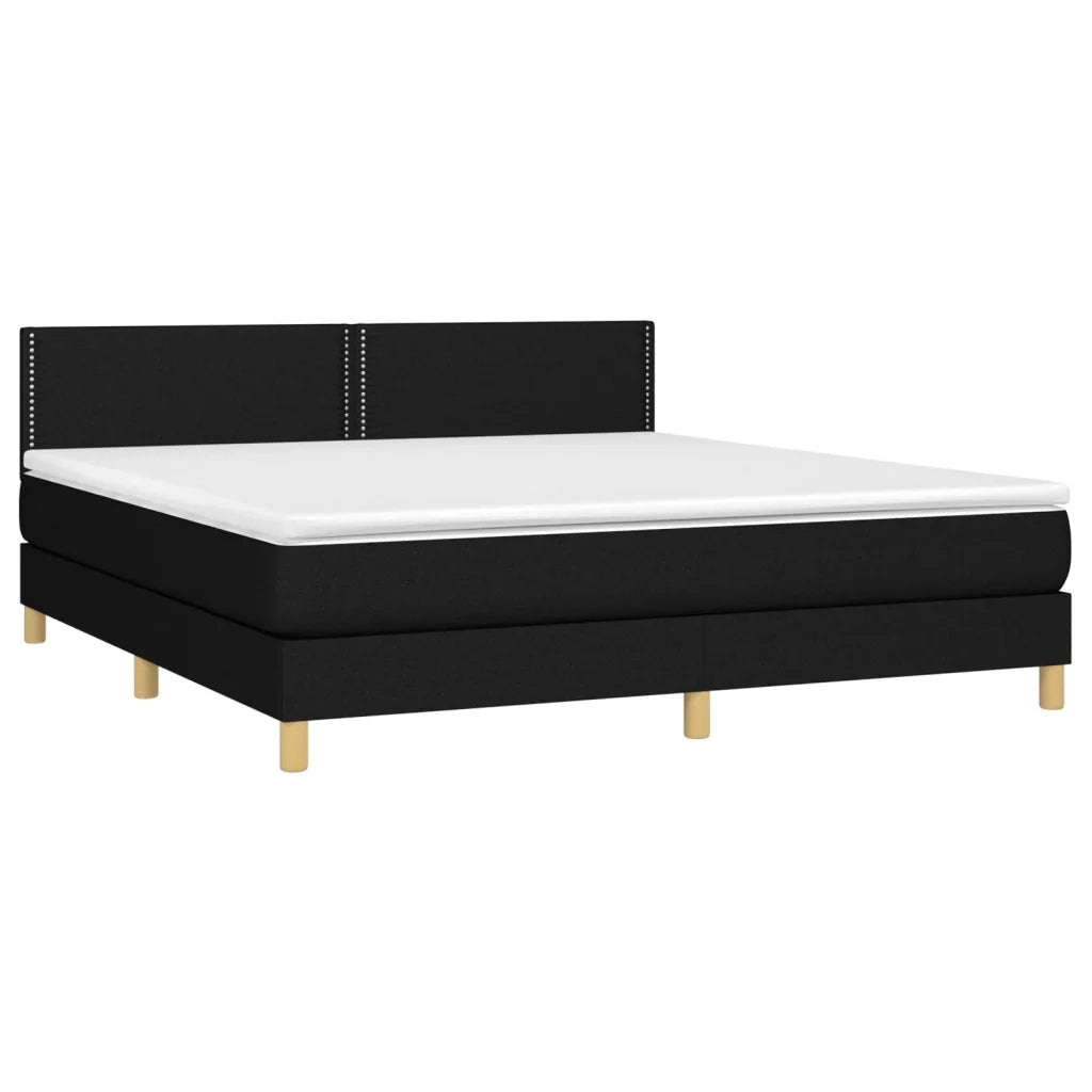 Letto a Molle con Materasso e LED Nero 160x200 cm in Tessuto cod mxl 73258