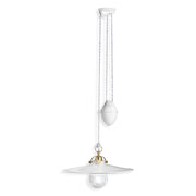 Sospensione Saliscendi Classico Asti Ferro E Ceramica Ottone Decorato 1 Luce E27