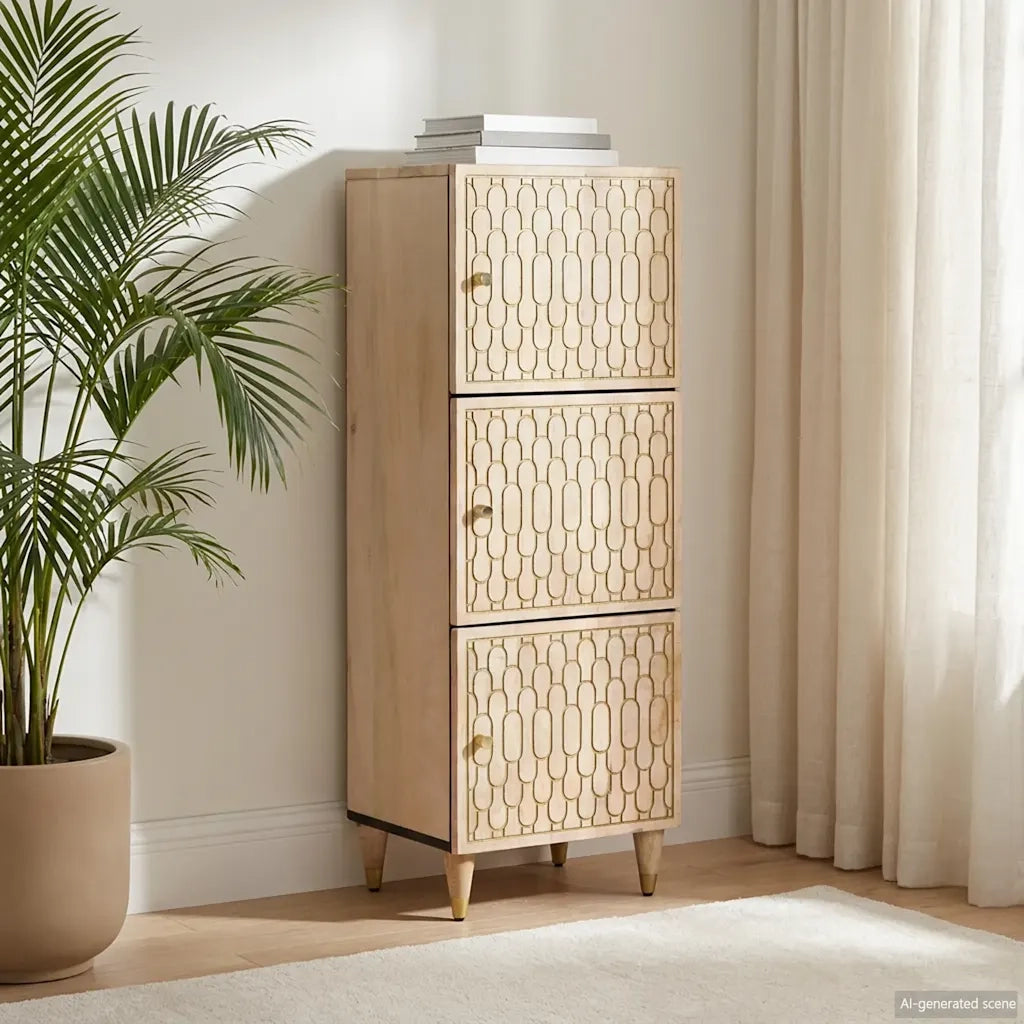 Credenza 40x33x110 cm in Legno Massello di Mango 358277