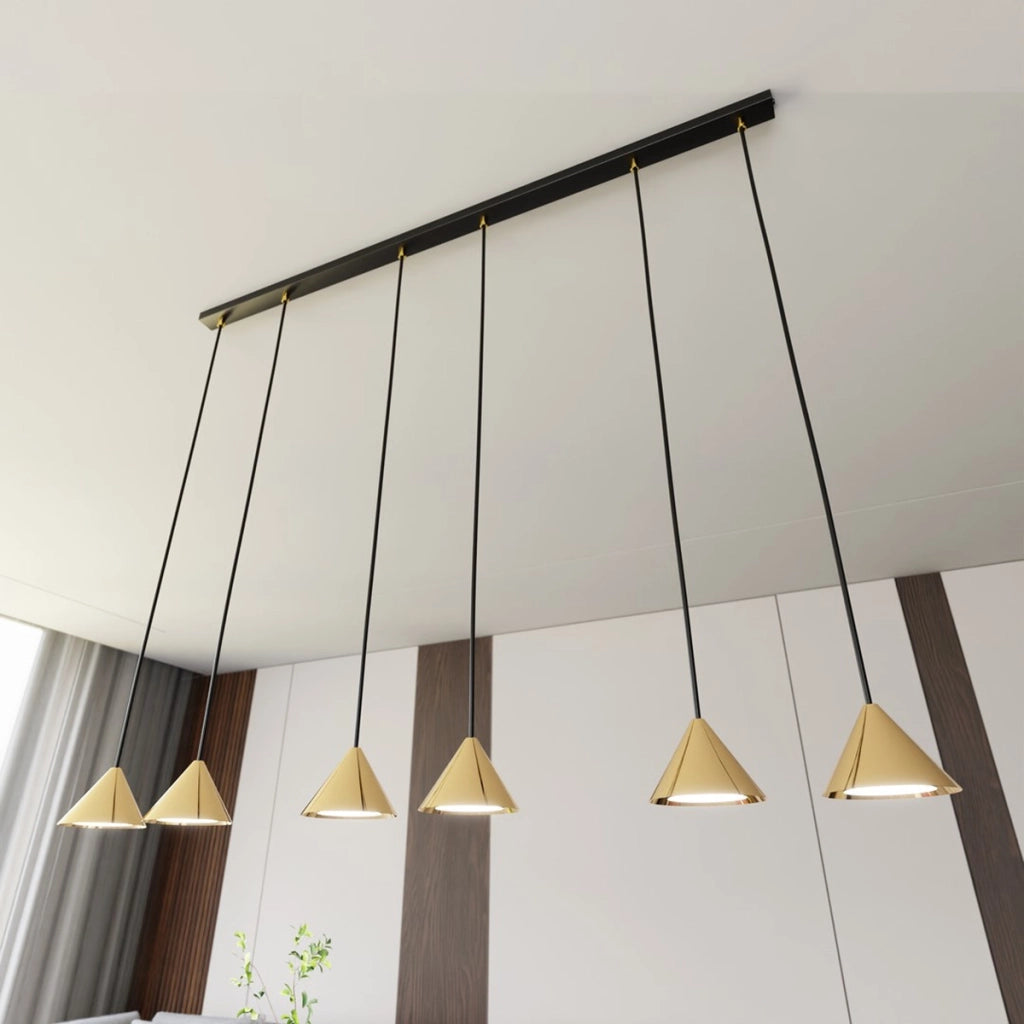 Lampada a sospensione Elit in acciaio nero opaco e oro