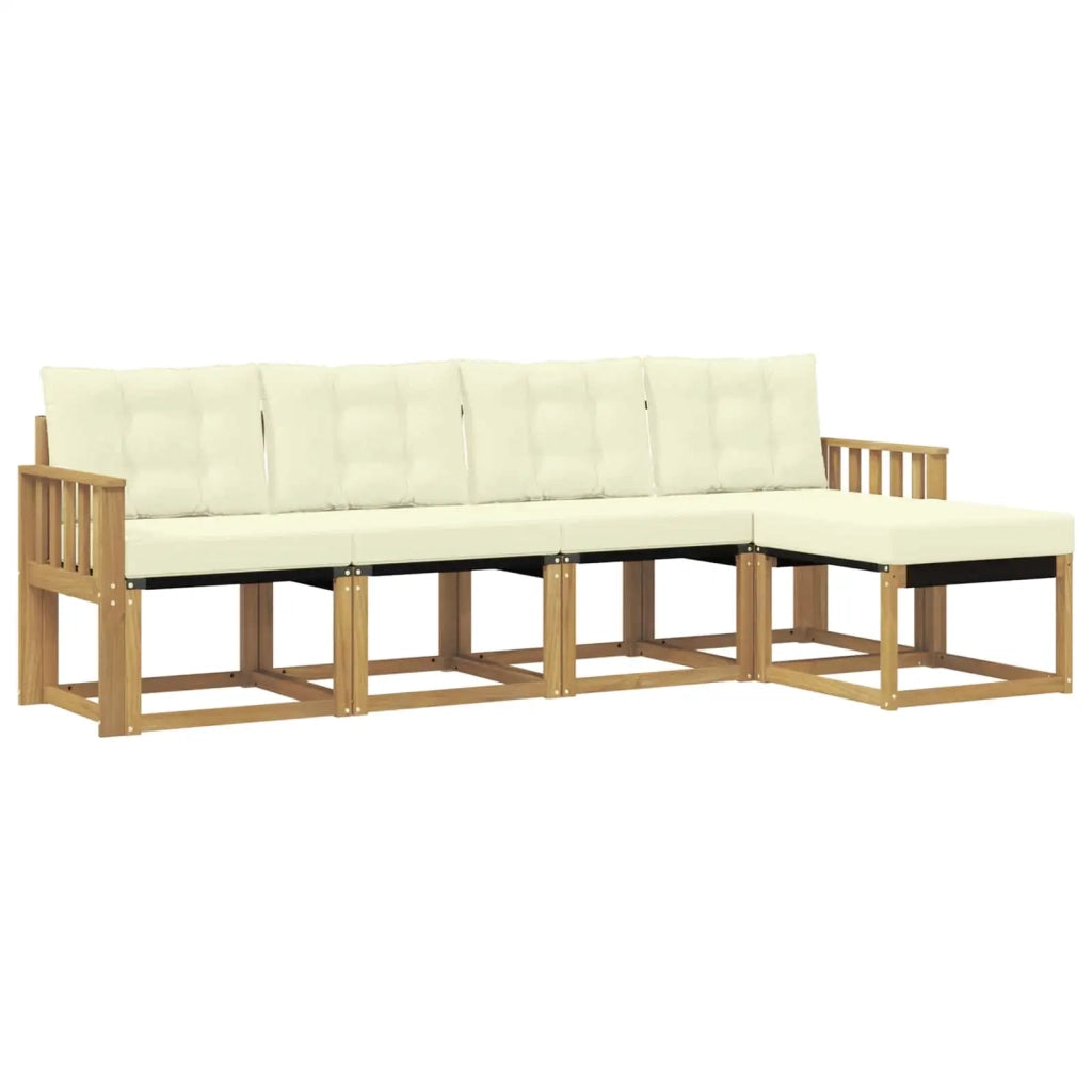 Set di divani da esterno 5 pz Bianco e Crema 3389376