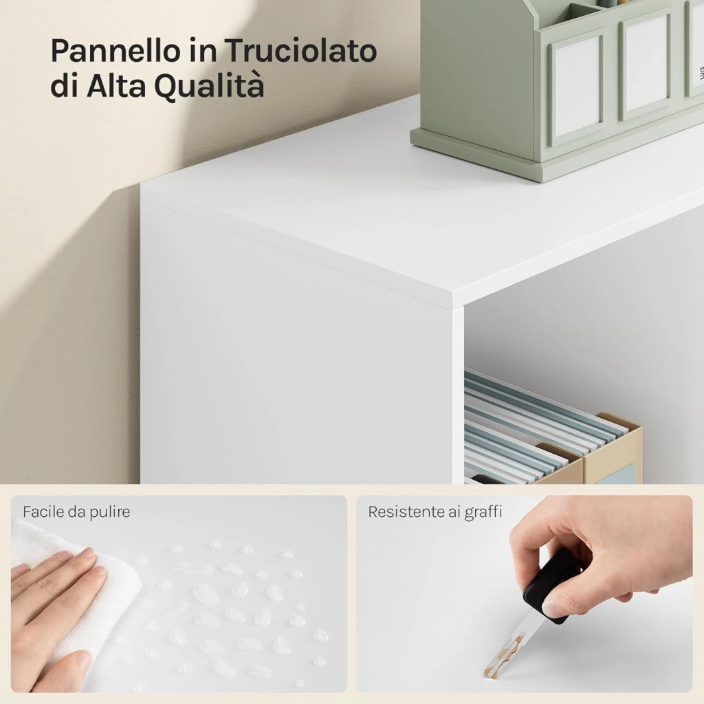 8 Cubo di Stoccaggio, Libreria a 3 Piani con 3 Ante, Scaffale in Piedi Libreria in Legno, Soggiorno Credenza Espositore Cubo Scaffale, per Camera da Letto, Corridoio, Ufficio, Bianco, SK056ws