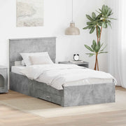 Struttura del letto con testiera-Giroletto con Testiera Grigio cemento 100 x 200 cm 736256