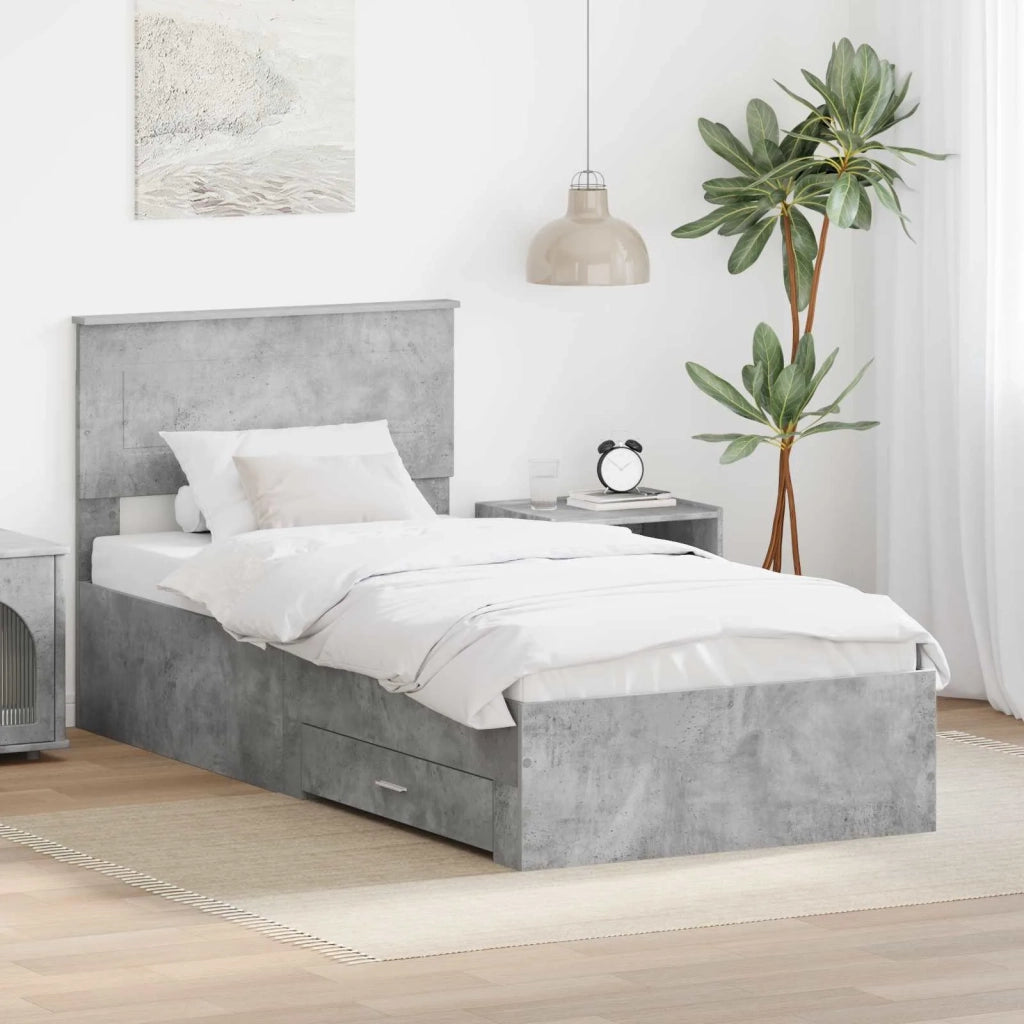 Struttura del letto con testiera-Giroletto con Testiera Grigio cemento 100 x 200 cm 736256