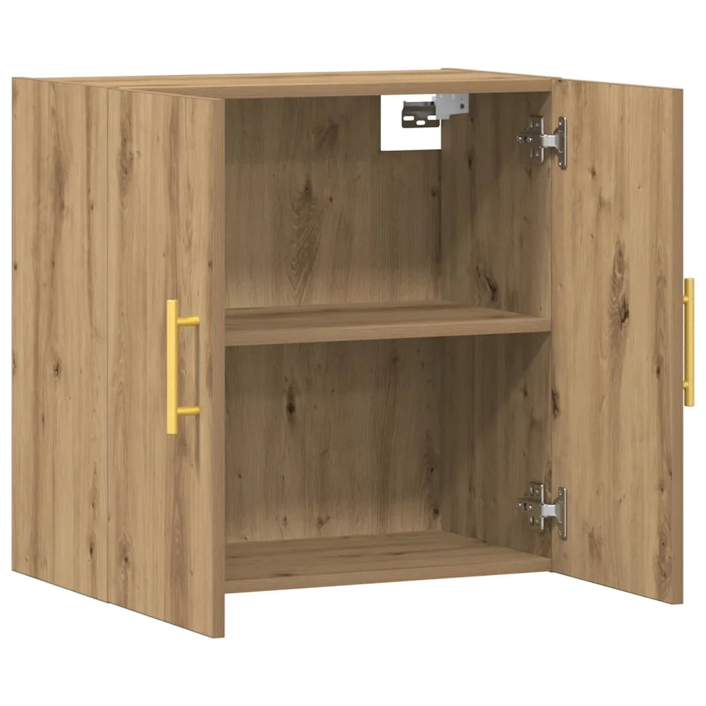 Mobiletto a muro 60 x 31 x 60 cm ampio spazio contenitivo stile artigianale arredamento di tendenza legno di rovere composito 02_0051135