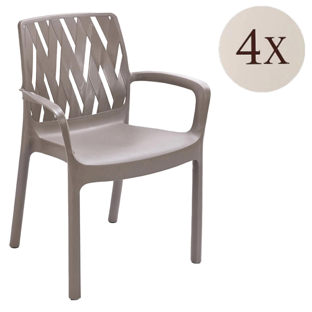 Rumley, Sedia da Esterno 4 Sedie Made in Italy, Beige