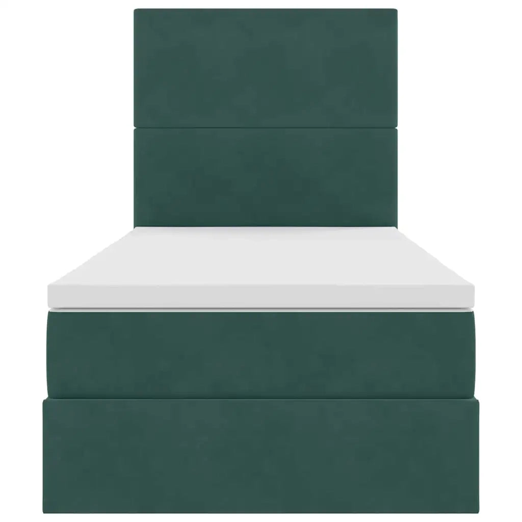 Letto con contenitore LED e materasso Verde Scuro 90 x 200 cm