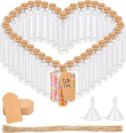 40 tubi di reazione in vetro con boccetta 20 ml - mini flaconi in vetro - piccoli tubi di reazione - appendi-carte in forma di cuore - etichette - imbuto - fune di lino - regalo per ospiti - decorazione di matrimonio - decorazione di festa