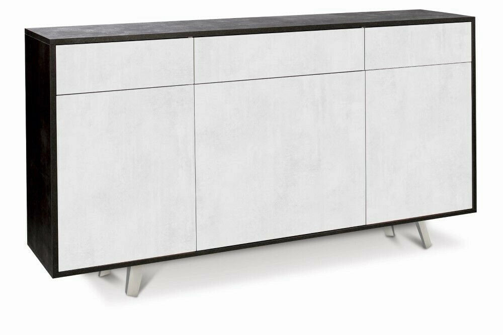 Mobile Madia 3 ante e 3 cassetti  H92 L164 P41 Cm Struttura Nero ossido Frontali Bianco ossido 7076k Sarmog